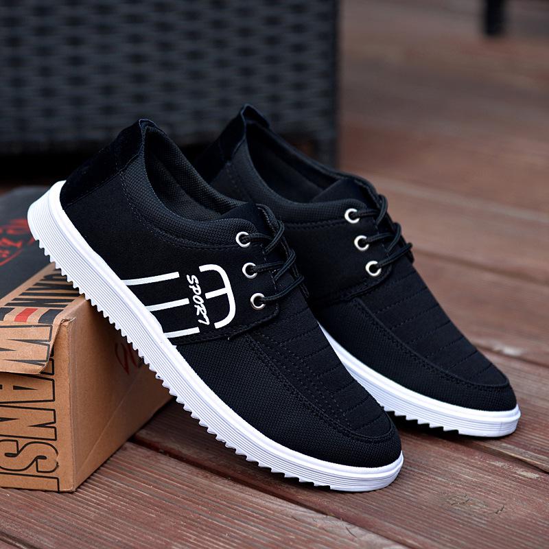 Neue lässige Canvas-Schuhe für Herren Leichtgewichtige Mode Sportschuhe Atmungsaktive Schuhe Herren Schnürschuhe Klassische vulkanisierte Schuhe Schuhe 45 schwarz