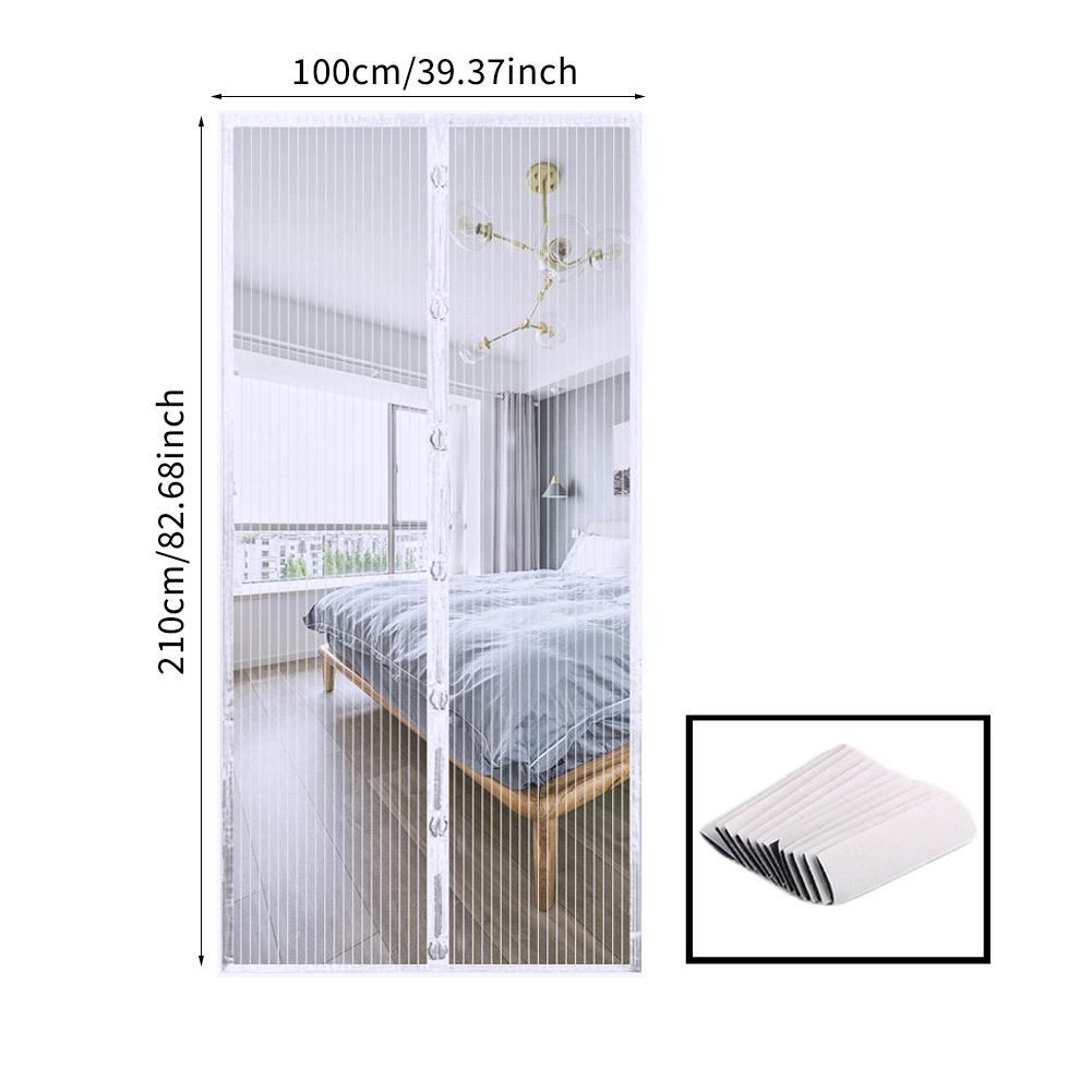 Magnetischer Fliegengitter-Türvorhang, Anti-Moskito-Insekten, Fliegenwanzen, Haushaltslüftungs-Türvorhang für Küche, Innen- und Wohnzimmer, Babypflege 100*210cm(Nylon weiß