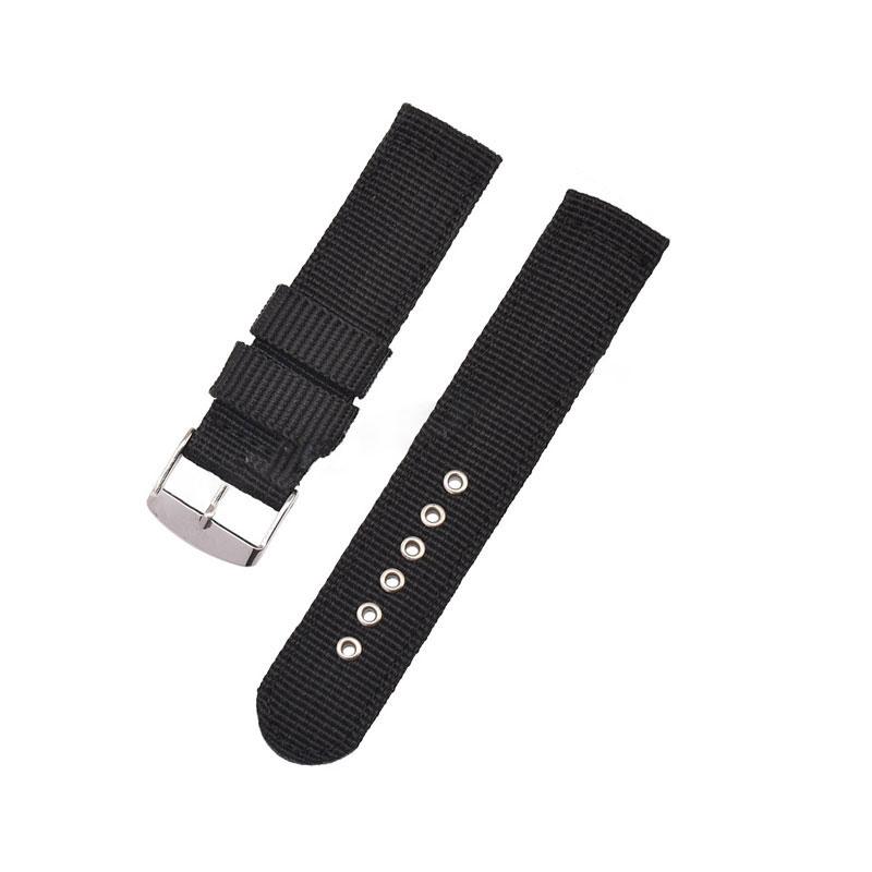 18/20/22mm Mit Stahl Metall Nadel Schnalle Canvas Uhr Armband Nylon Uhr Band Outdoor Sport Strap 22mm schwarz