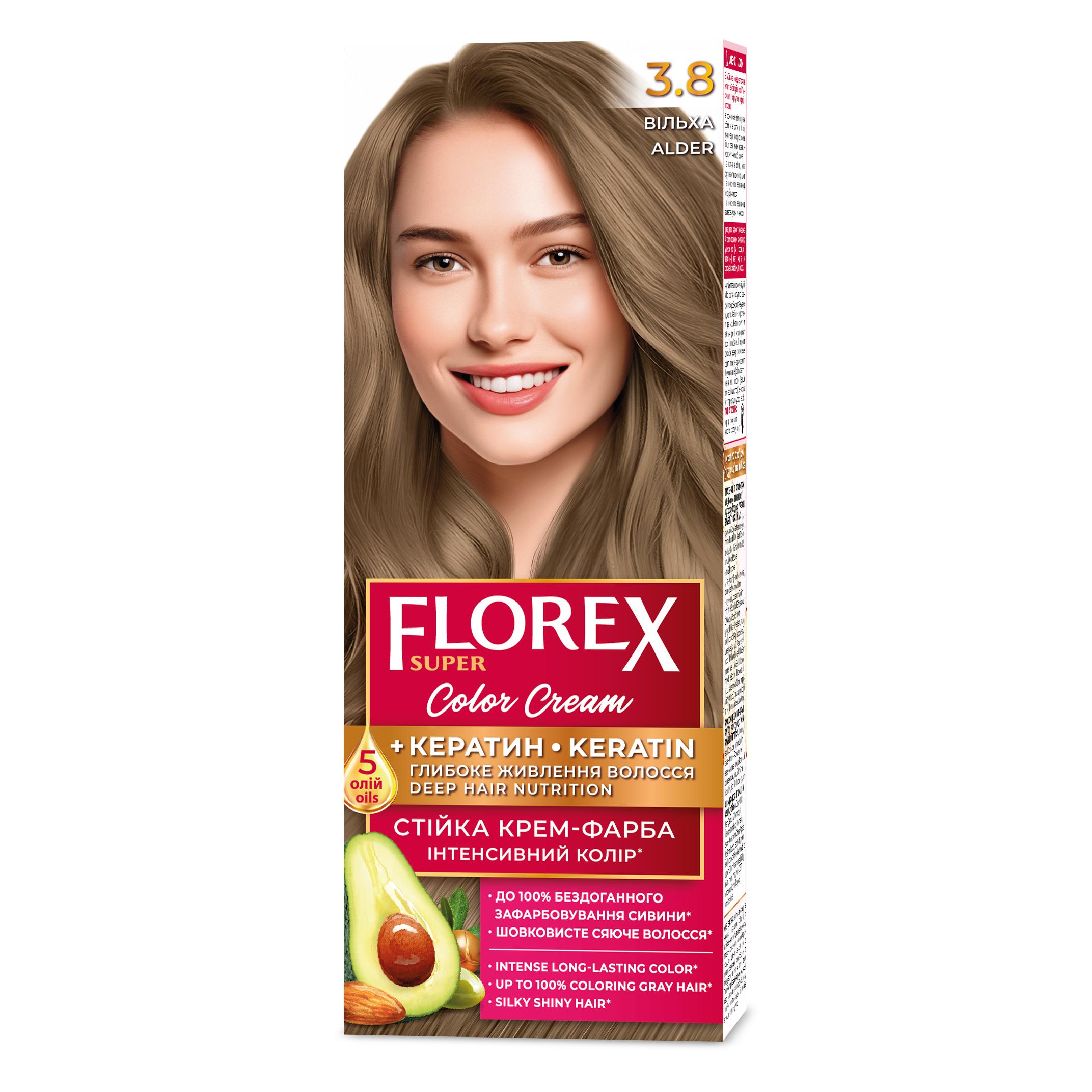 Florex Super permanente Haarfarbcreme - Gibt Ihrem Haar tiefe Nährstoffe, Macht Ihr Haar weich und seidig-glänzend. Alder 3.8