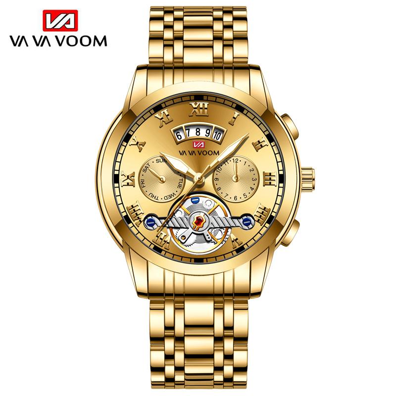 VA VA VOOM Top Marke Männer Quarzuhr Sport Herren Quarzuhren Wasserdichte Chronograph Armbanduhr Männer Relogio Masculino für männer Uhren gold