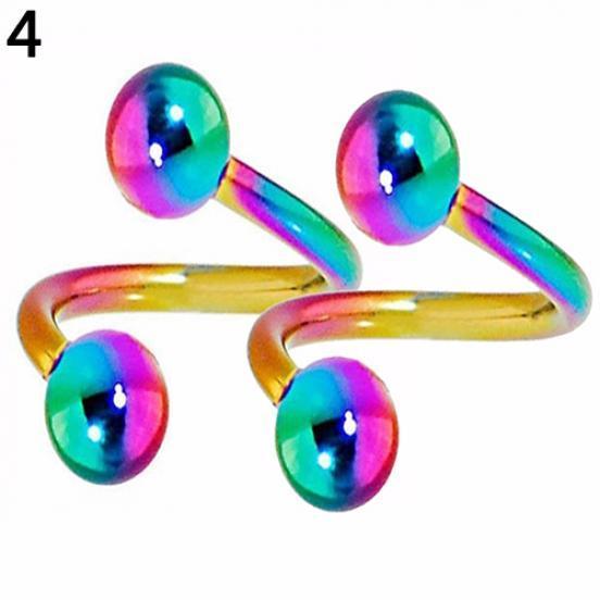 2 Stück Edelstahl Spiral Twister Lippen-Nasen-Ring Körperpunktion Piercing-Schmuck