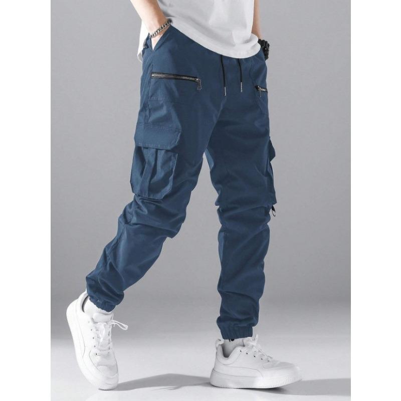 Herren Übergröße Gerade Beine Cargohosen Outdoor Freizeit Hosen S navy blau