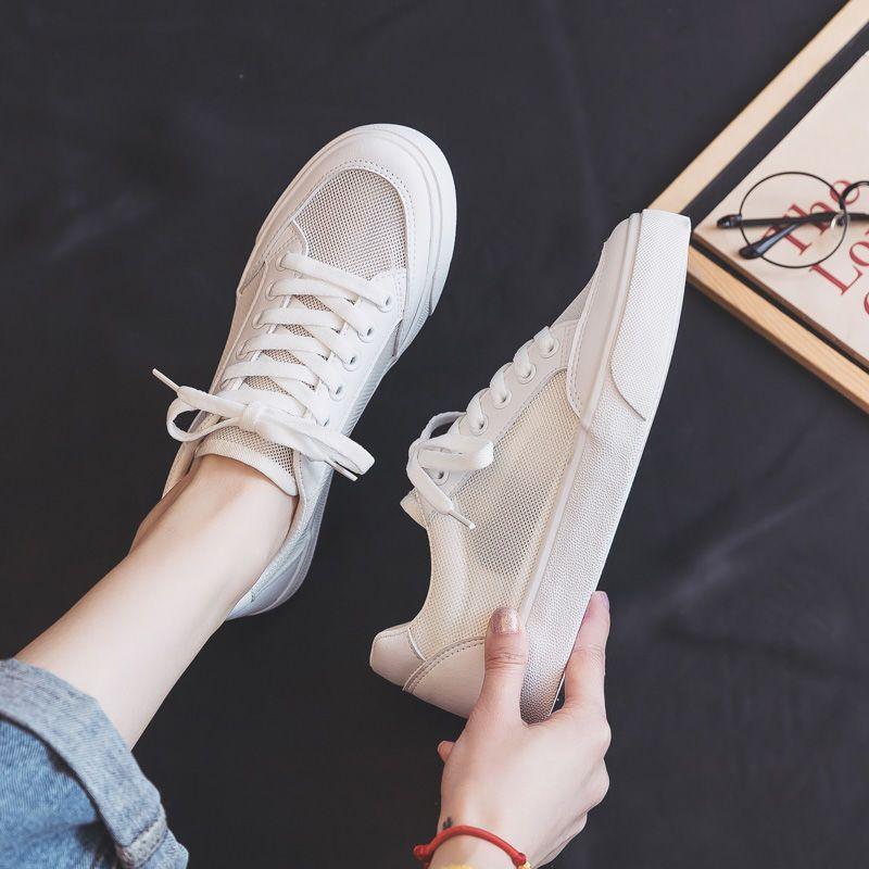 Sommer Dünne Atmungsaktive Mesh Weiße Schuhe Damen Neue Frühling und Sommer Mesh Mesh Oberfläche Schuhe Board Schuhe Ausgehöhlte Canvas Schuhe 40 weiß