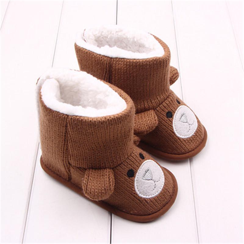 Baby Winterstiefel Säugling Kleinkind Neugeborene Cartoon Bär Schuhe Mädchen Jungen Warme Schneefeld Booties Stiefel 0-6m braun