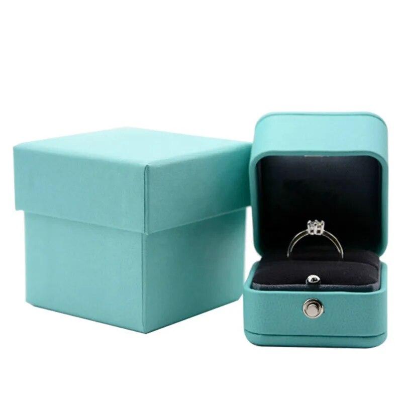 Europäische Romantische Blau Leder Schmuck Geschenk Box Ring Box Halskette Anhänger Box Ring Verpackung Lagerung Ring Heißer Verkauf Ring Without LOGO