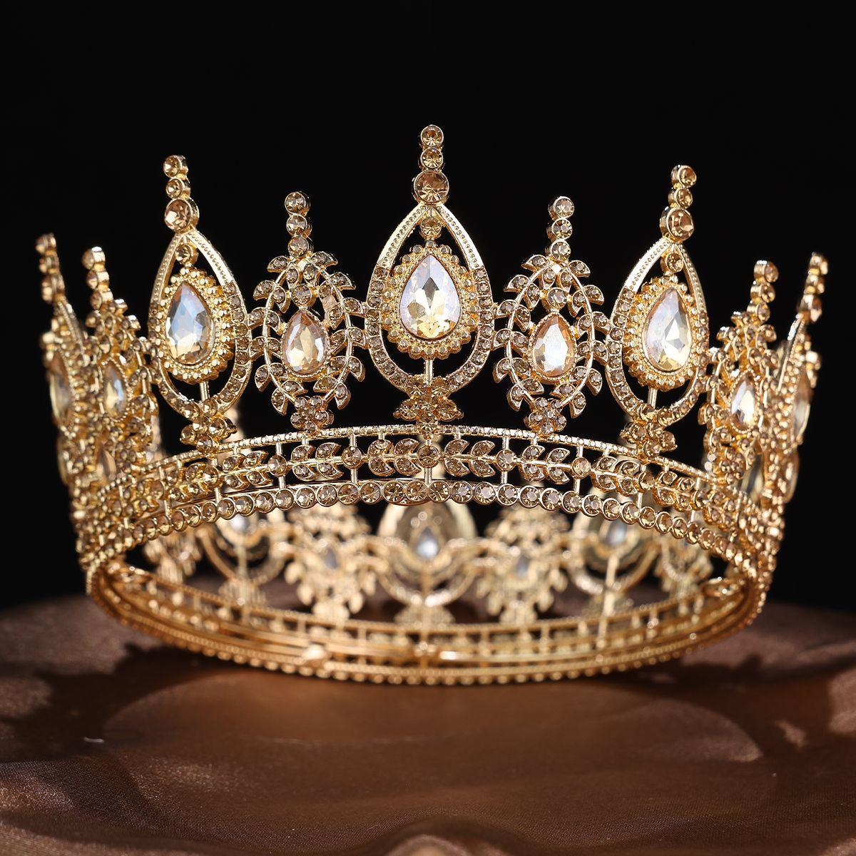 Belutschischer Vollkreis-Tropfenkrone Kopfschmuck für Bräute Hochzeitskleid-Accessoires Geburtstags-Volljährigkeitsgeschenke Runde Krone Haaraccessoires brown