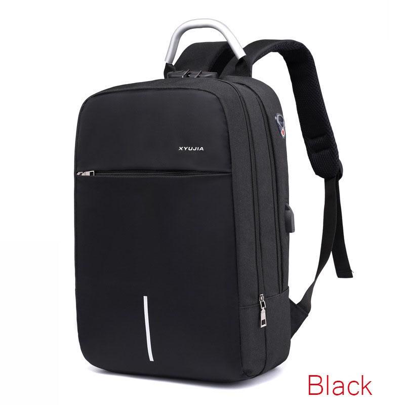 Männer Tasche Passwort Lock Anti-diebstahl Rucksack USB Lade Computer Tasche Business Casual Rucksack None schwarz
