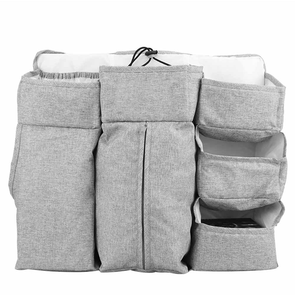 Multifunktionale Babybett Hängeaufbewahrungstasche Babykrippe Bettseite Windel Flaschen Organizer(Grau )