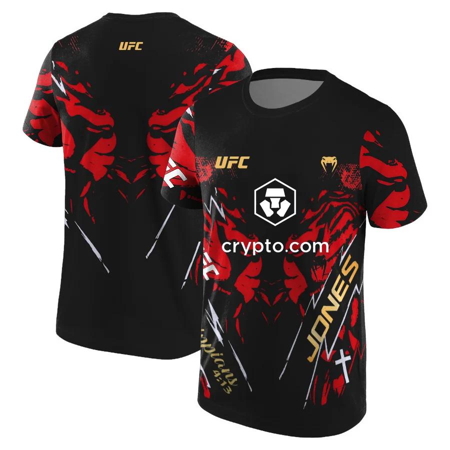 2025 Sommer UFC JONES Modisches Schnelltrocknendes und Atmungsaktives T-Shirt für Kampfsport- und Boxfans Herren Kurzarm Trainingstop XXXXL