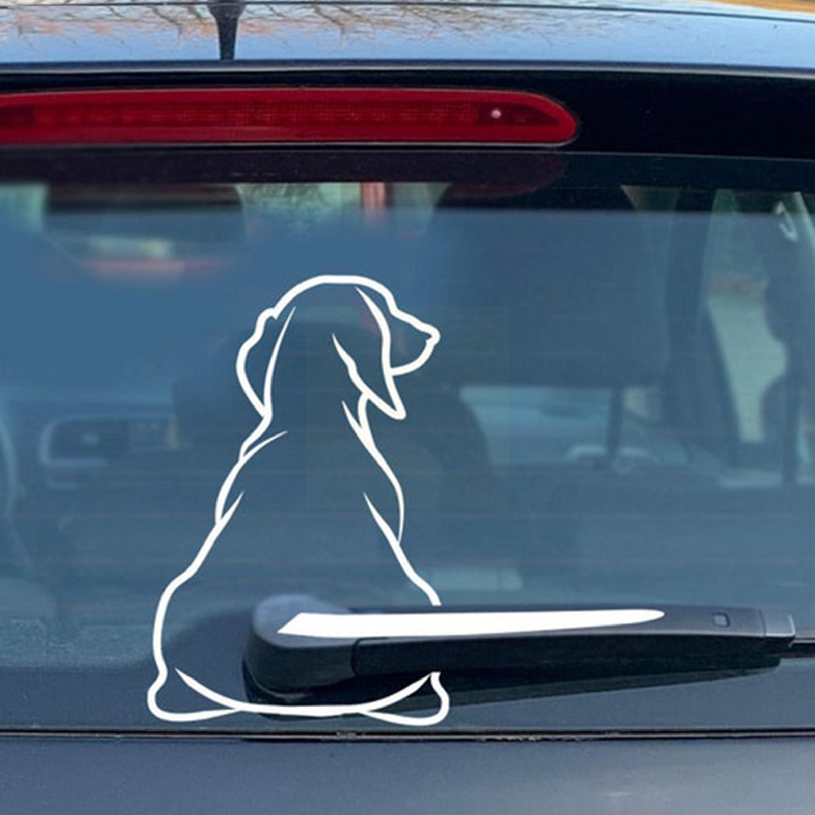 Lustiger Hund mit beweglichem Schwanz, Autoaufkleber, Fensterwischer-Aufkleber, Hundeaufkleber, Auto-Heckaufkleber, Wischerschwanz-Aufkleber, Windschutzscheibe. Interessant weiß