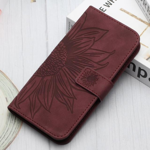 S20 + S20 Plus S20fe Brieftasche Telefonbuchhülle für Funda Samsung Galaxy S20 Fe S20ultra 5g Hülle 3D Sonnenblumen-Schmetterling Lederhülle Samsung S20 claret