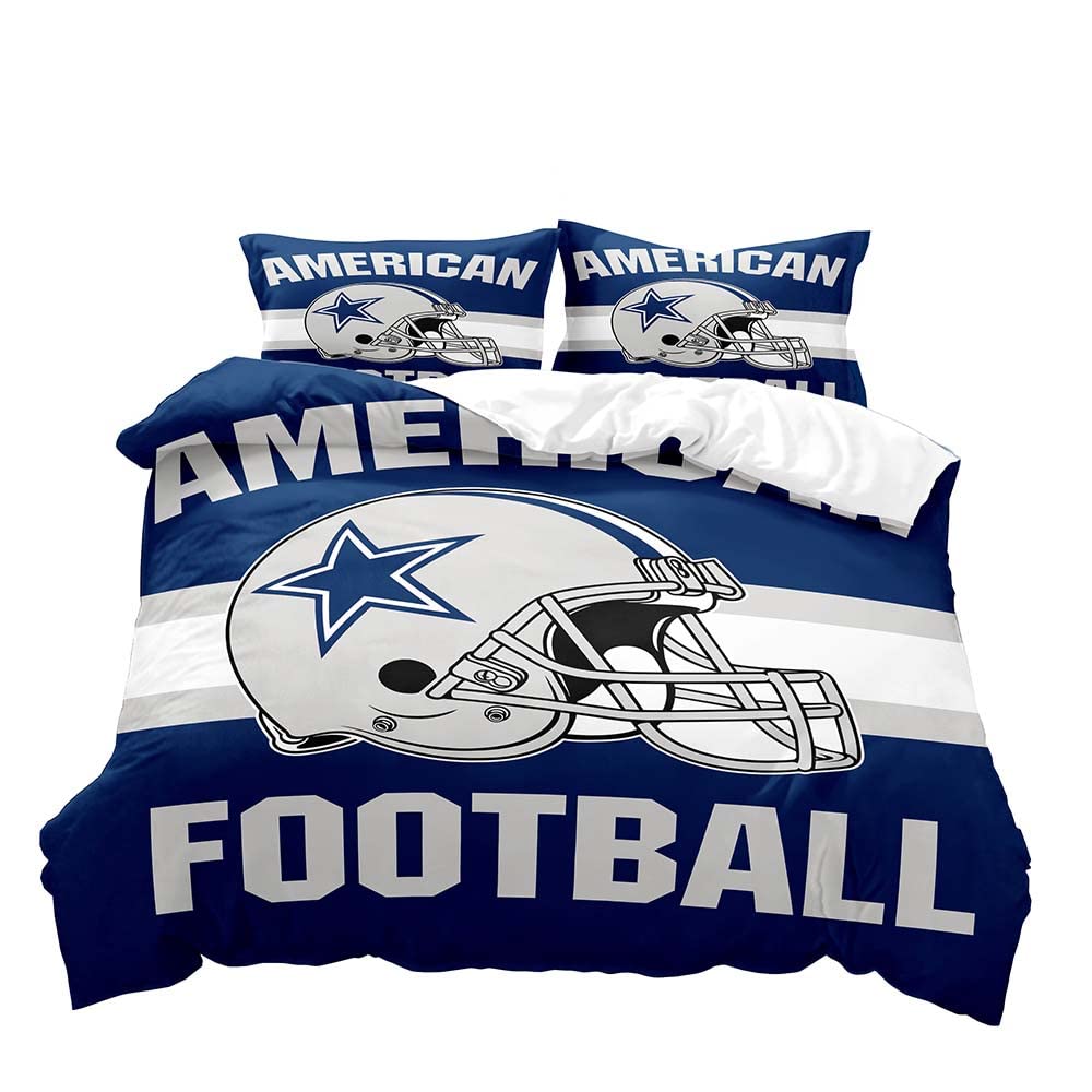 American Football Bettbezug-Set, Sport Bettwäsche-Set, Marineblaues Bettdeckenbezug-Set, Inspirierende Geschenke für Männer, Freund, Ehemann AU Single(140x210cm)