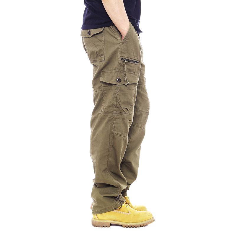 Baumwoll-Overall mit mehreren Taschen für Herren, Freizeithose mit elastischem Bund in großen Größen. Lockere Arbeitshosen für Männer mittleren und höheren Alters. 5XL