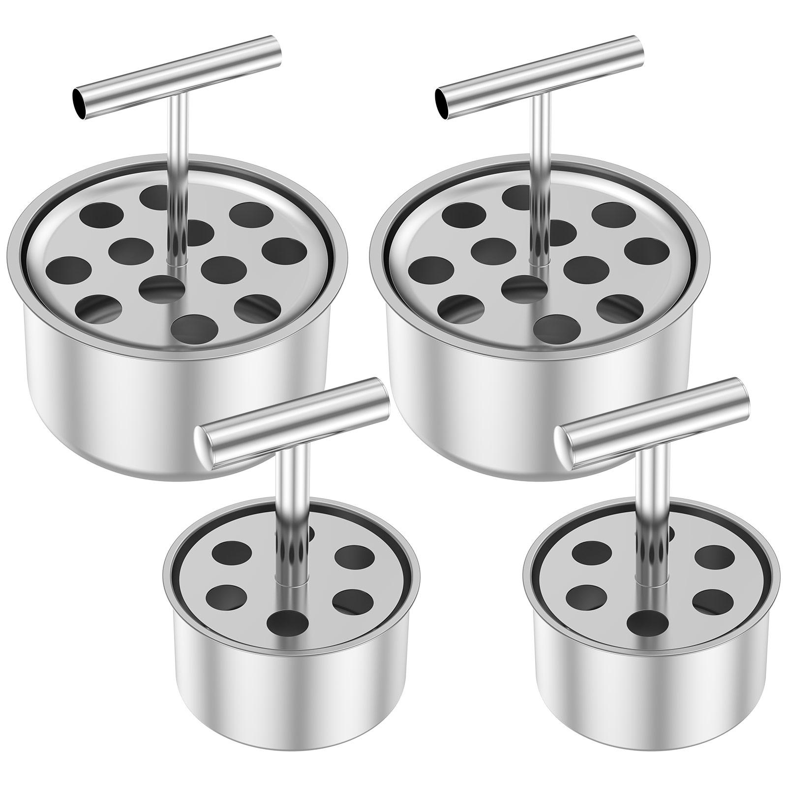 4 Stück Press Fleischbällchenformer Edelstahl Fleischbällchenformer 6/12 Loch Manuelles Fleischbällchen-Herstellungswerkzeug zum Kochen Küchenzubehör