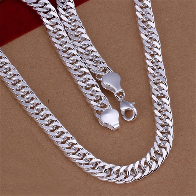 Die neue 925 Sterling Silber 10mm Kettenhalskette für Mann Frau Massiv Hochzeit Edel Modeschmuck Anhänger Geschenke 10MM/60cm