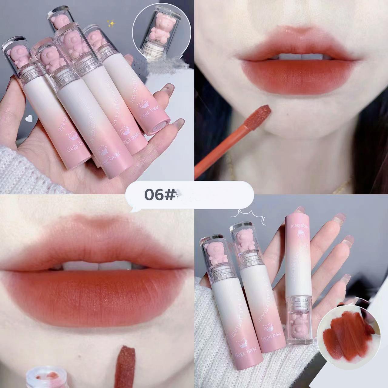 2023 Bär Samt Lippenstift Nette Lip Glasur Mädchen Reines Verlangen Casual Look Kastanie Rot-braun Lip Schlamm Koreanische Make-Up mädchen Lippenstift Neue 06
