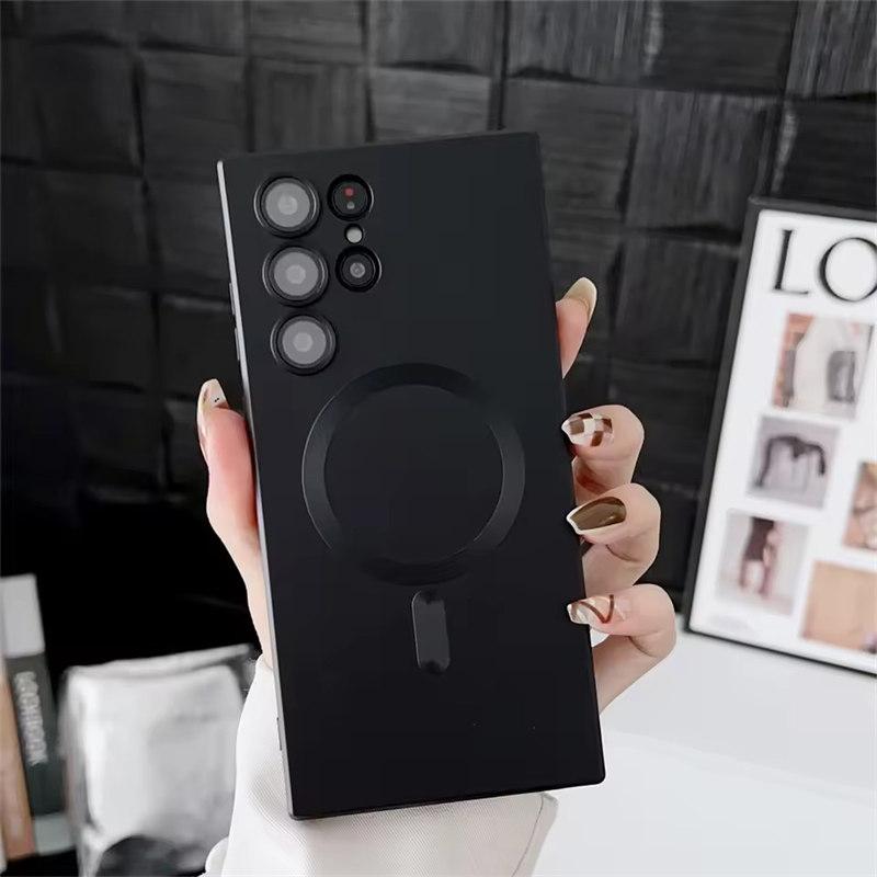 Luxuriöse matte magnetische Hülle für Samsung S25 S24 S23 S22 Ultra S21 S20 Plus Capa für Samsung Note 20 Ultra Magsafe Telefonabdeckung Samsung Note 20 Ultra schwarz