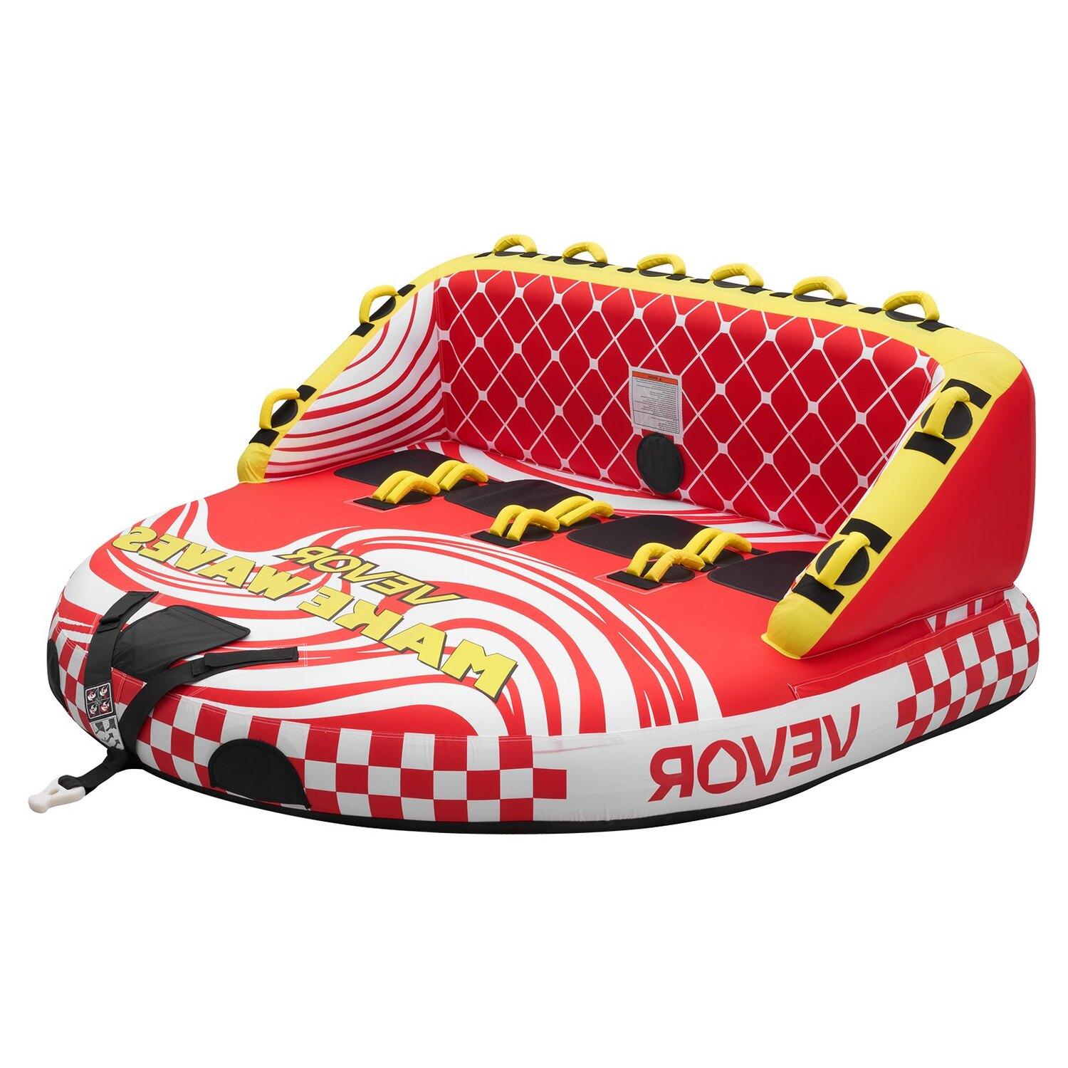 Schleppbare Schlauchboote für die Bootsfahrt, Aufblasbares Schleppschlauchboot für 4 Personen zum Ziehen durch ein Boot, Kapazität 308 kg Wassersport-Bootschläuche - mit Voll-Nylonbezug, Dual