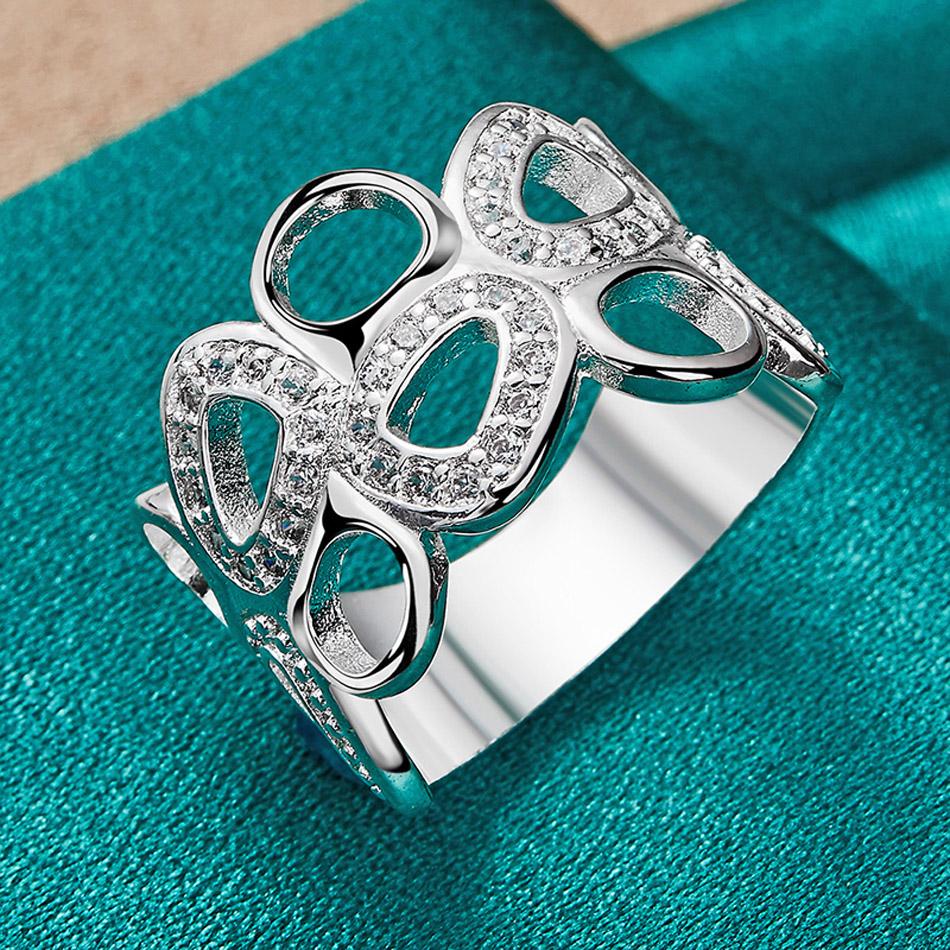 URMYLADY 925 Sterling Silber Runde Hohl Zirkon 7-10 Ring Für Frauen Hochzeit Engagement Charm Modeschmuck 10