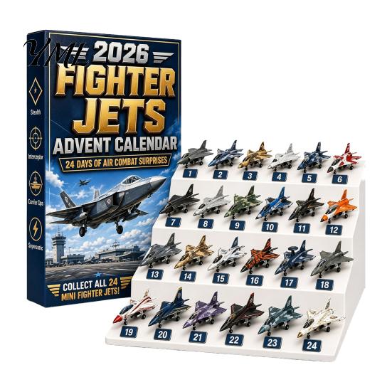 Einzigartige Feiertagsdekorationen Flugzeug Adventskalender 2026, Flugzeug Spielzeug Countdown-Kalender, 24 Tage Weihnachten Xmas Ritual mit Modellen, 2D Acryl
