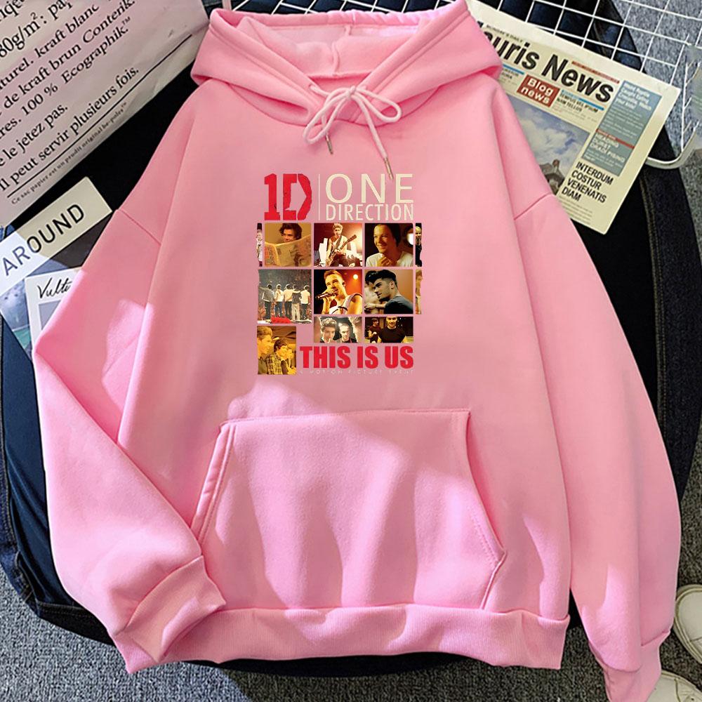 One Directions Band Hoodie Langarm Punk Sweatshirt Retro für Herbst/Winter Kleidung Hip Hop Musik Pullover XXXL rosa