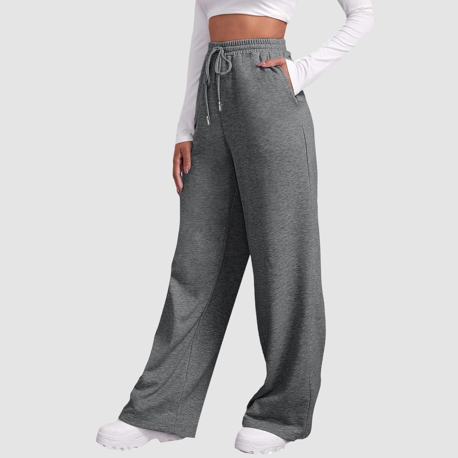 Damen-Jogginghose mit hoher Taille und weitem Bein, lässige Yoga-Jogginghose XL