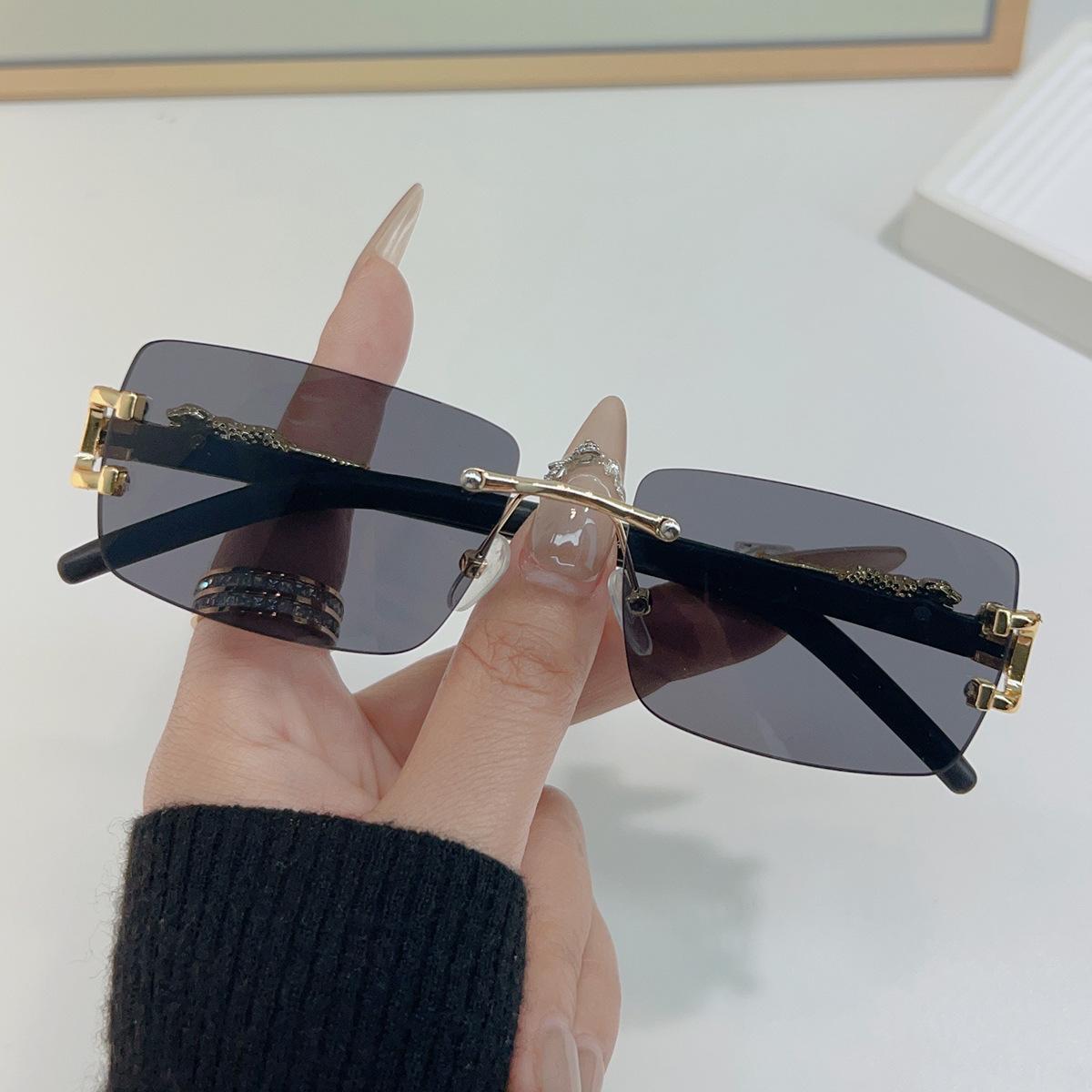 1 Stück modische Damen- und Herren-Sonnenbrille, rahmenlos, rechteckig, personalisierte Sonnenbrille für den Alltag, Vintage-Sonnenbrille