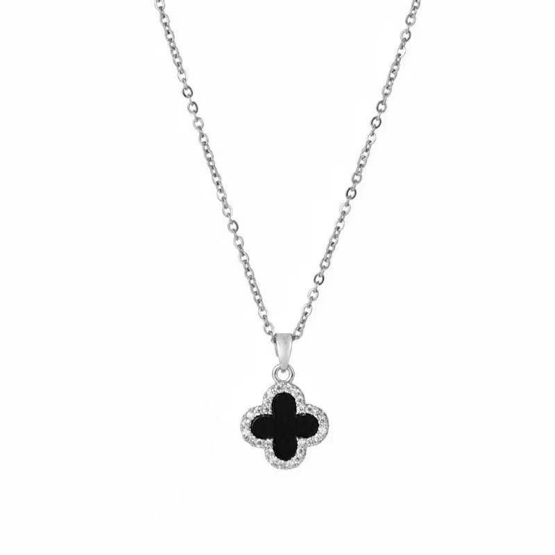 Hochwertige vierblättrige Kleeblatt-Halskette, modische Luxus-Schlüsselbeinkette aus Titanstahl, Damen-Halskette, Schmuck 3