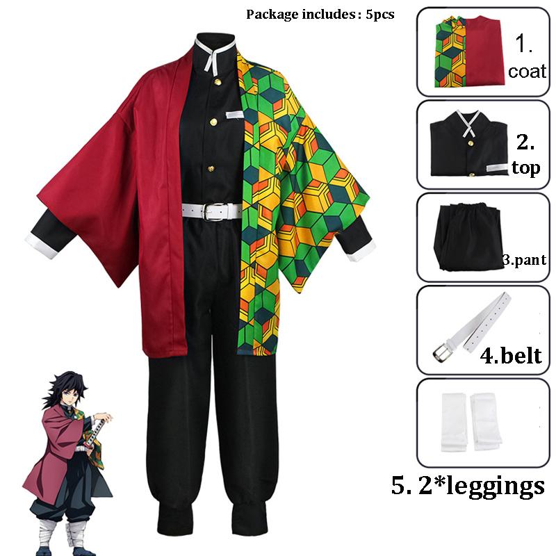Kinder/Erwachsene Dämonentöter Kimetsu no Yaiba Cosplay Mädchen- und Jungenkostüme Tomioka Giyuu Cosplay Kostüm Kimono-Set Damen Herren M red