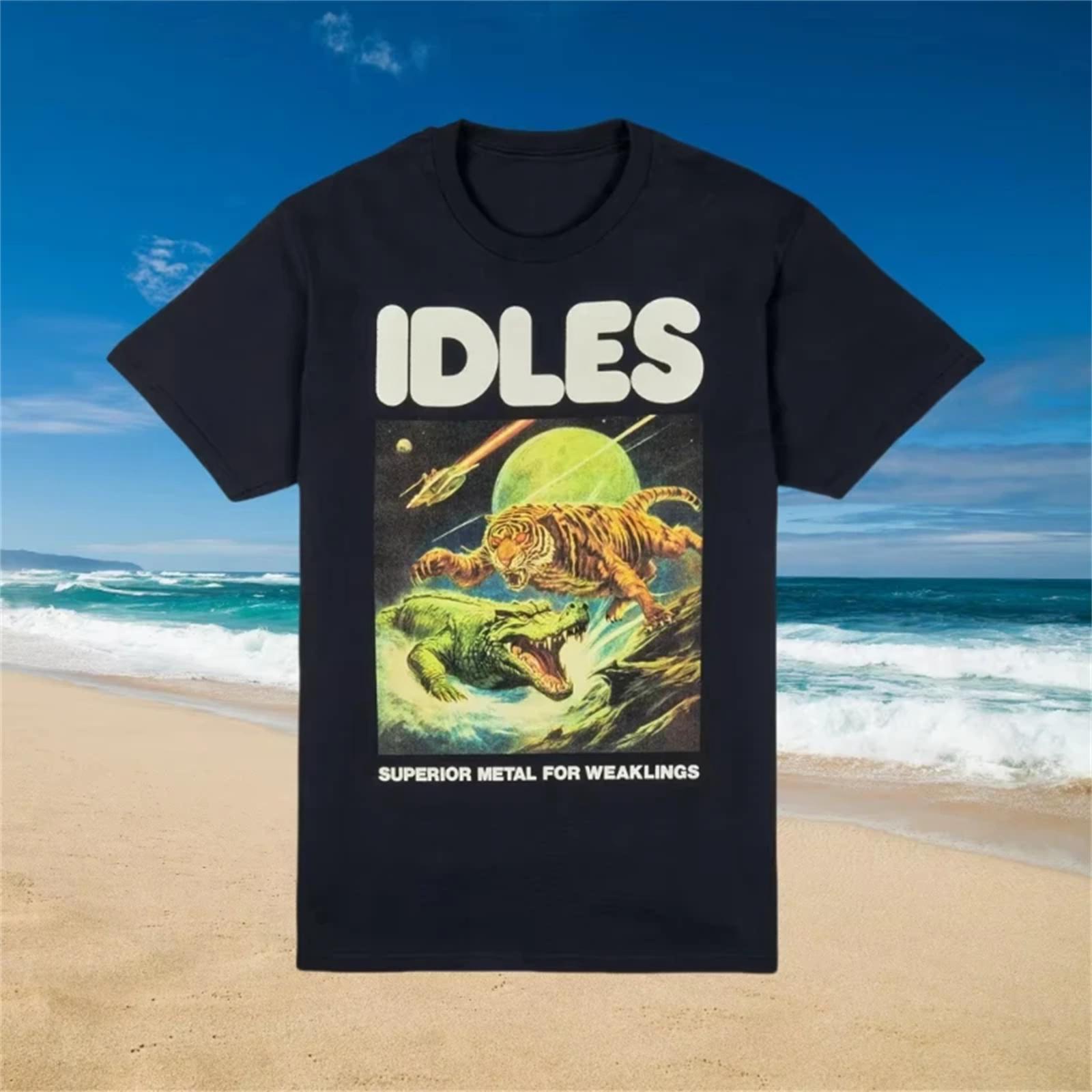 2025 Sommer Heißer Verkauf Band IDLES Reine Baumwolle Herrenmode Lässiges T-Shirt Personalisierter Druckmuster Vielseitige Kleidung Neu M schwarz