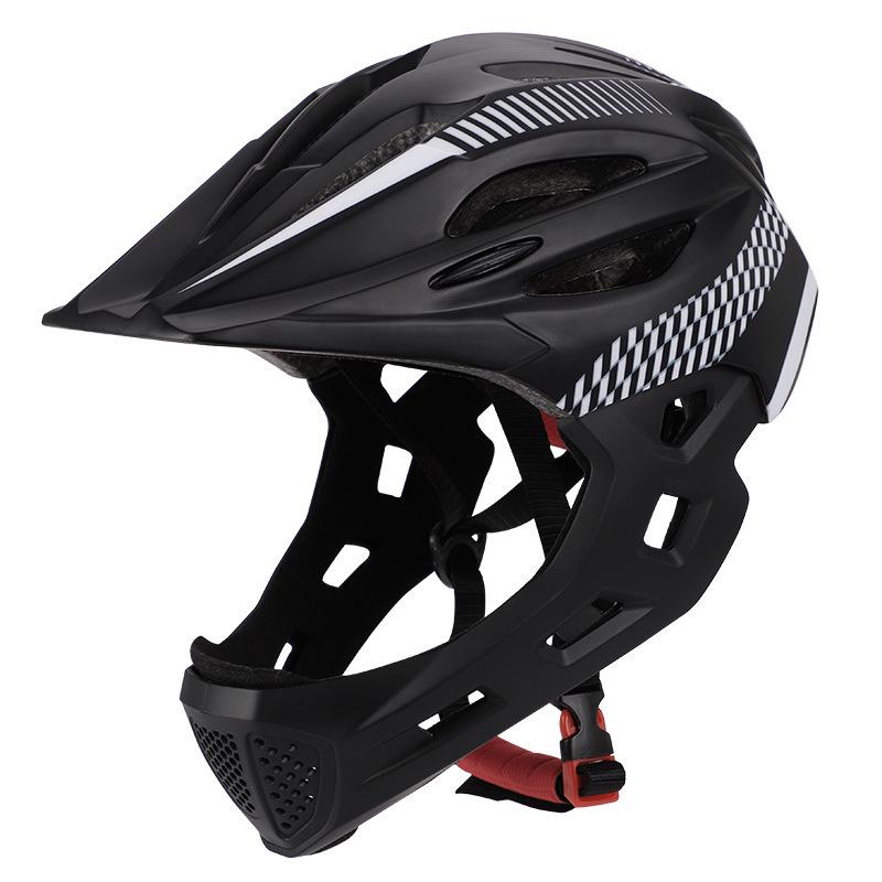 Kinder Fahrrad Reiten 16-Loch Atmungsaktive Helm Abnehmbare Full Face Kinn Schutz Balance Fahrrad One size black