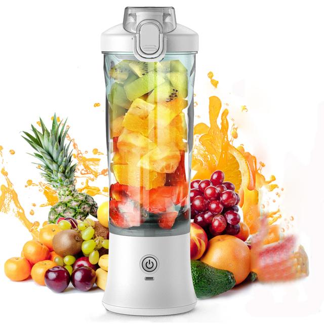 Neuer tragbarer Mixer, 600 ml, elektrischer Entsafter, Obstmischer, 4000 mAh, USB-aufladbarer Smoothie-Mini-Mixer, persönlicher Entsafter, Farbe weiß