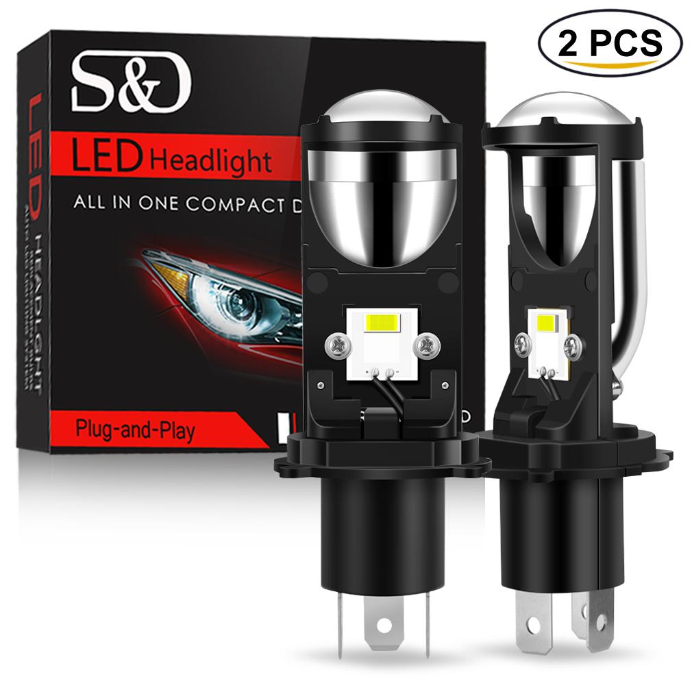 2Pcs H4 Led Projektor Objektiv Mini Canbus 9003 HB2 50W 20000LM Auto Scheinwerfer Birne Hohe Abblendlicht 12V 24V 6000K Autos Right-Hand Drive