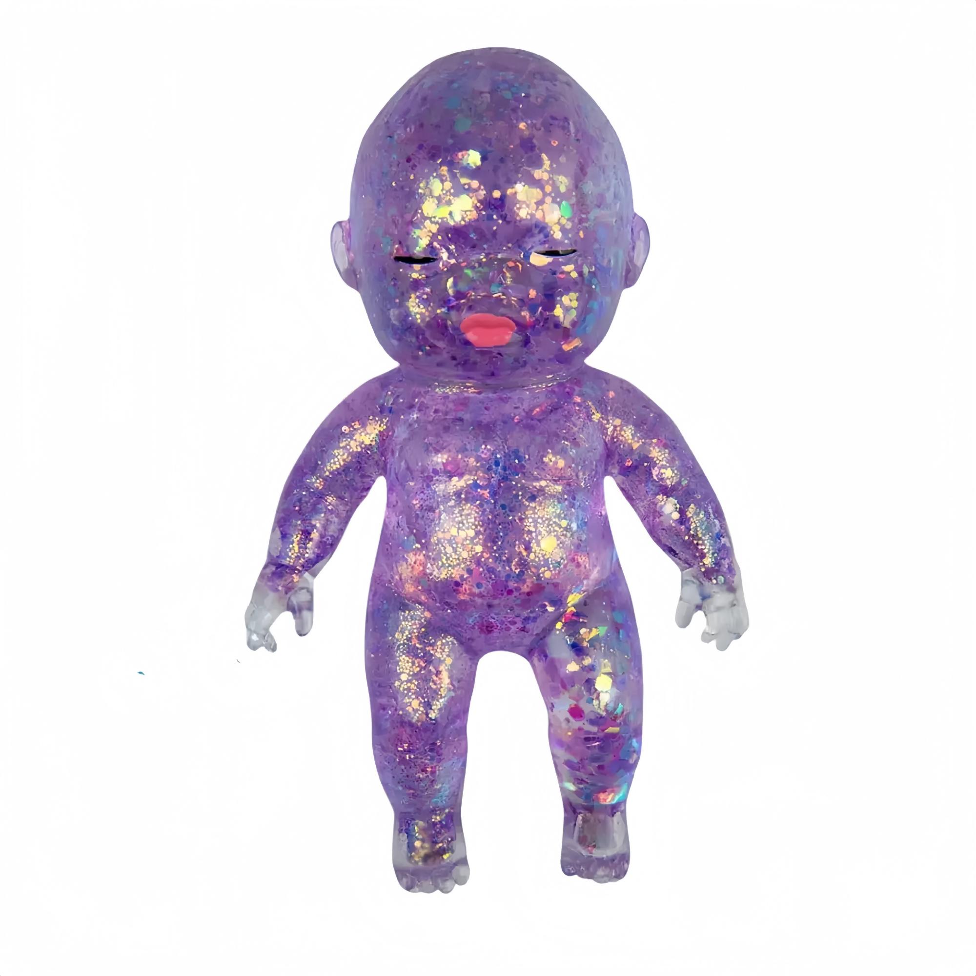 Jumbo Baby Squishy Spielzeug – Superweiches, langsam aufsteigendes Glitzer-Quetschspielzeug, Stressabbau, sensorisches Fidget-Spielzeug für Angstzustände, niedliches, dehnbares Sammlerstück violett