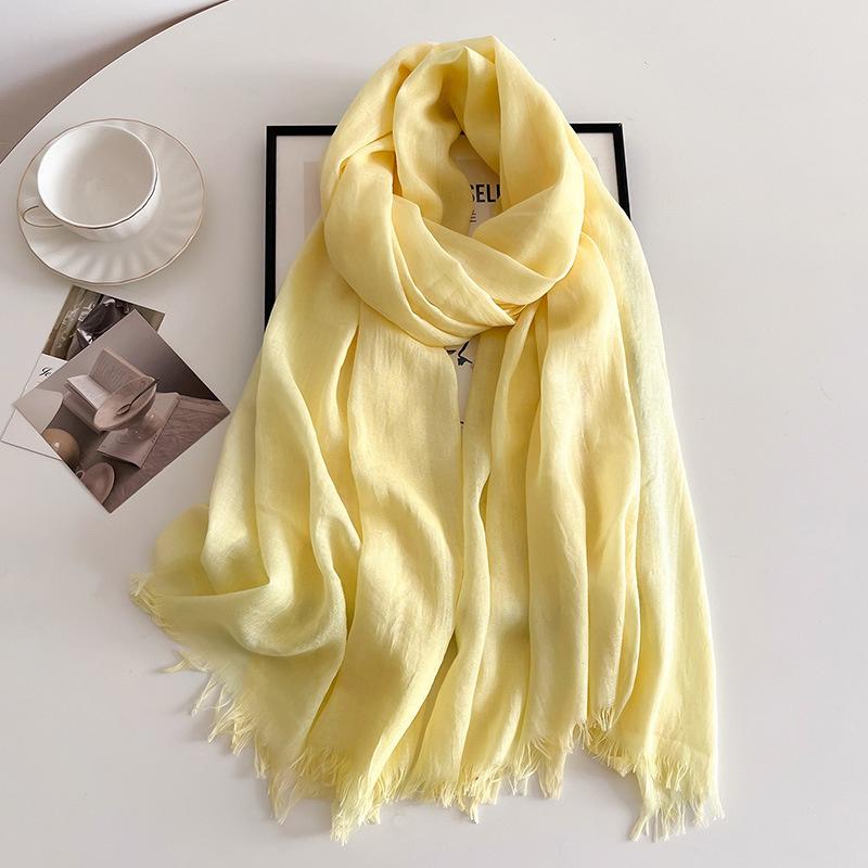 Großer Baumwoll-Einfarbiger Hijab Schal Langes Muslimisches Pashmina Tuch Damen Foulard Weicher Turban Kopfwickel Für Frauen Stirnband Luxus beige