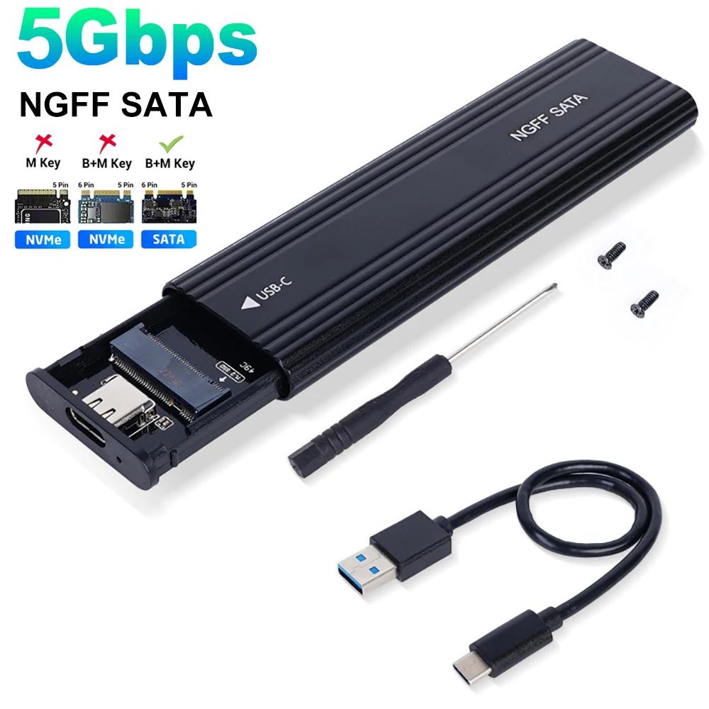 M2 SSD Gehäuse M.2 NVMe SATA SSD Gehäuse M.2 auf USB Typ C SSD Adapter 10Gbps USB 3.1 Externes Gehäuse Unterstützt M und B und B&M Keys Only SATA 5Gbps