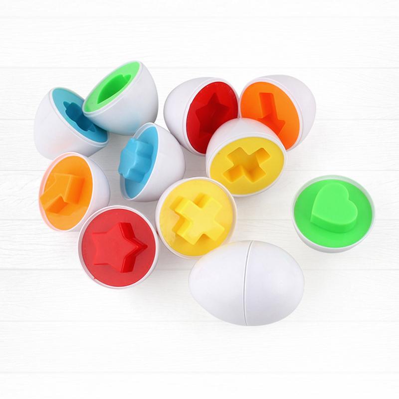 Montessori Eier 3D Puzzle Spielzeug für Kinder Pädagogisches Lernen Mathematik Spielzeug Kinder Farbe Form Erkennen Spiel Osterei für Kinder