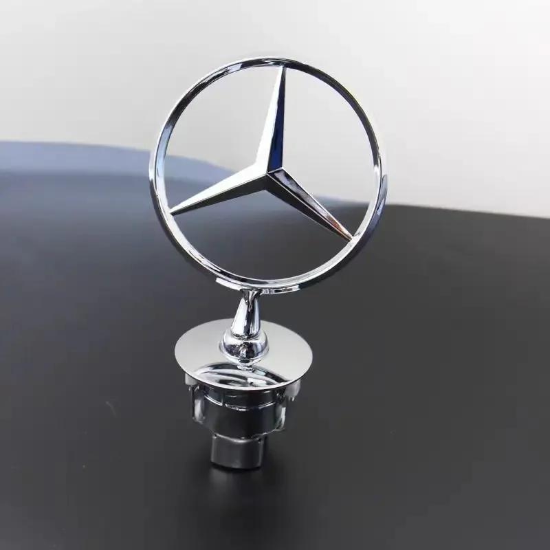 Autoaufkleber Für Mercedes Benz Stern Motorhaube - Emblem für Autohaube Vorne Chrom Logo Haubenmarkierung für Benz C E S Klasse W204 W205 W21 silber