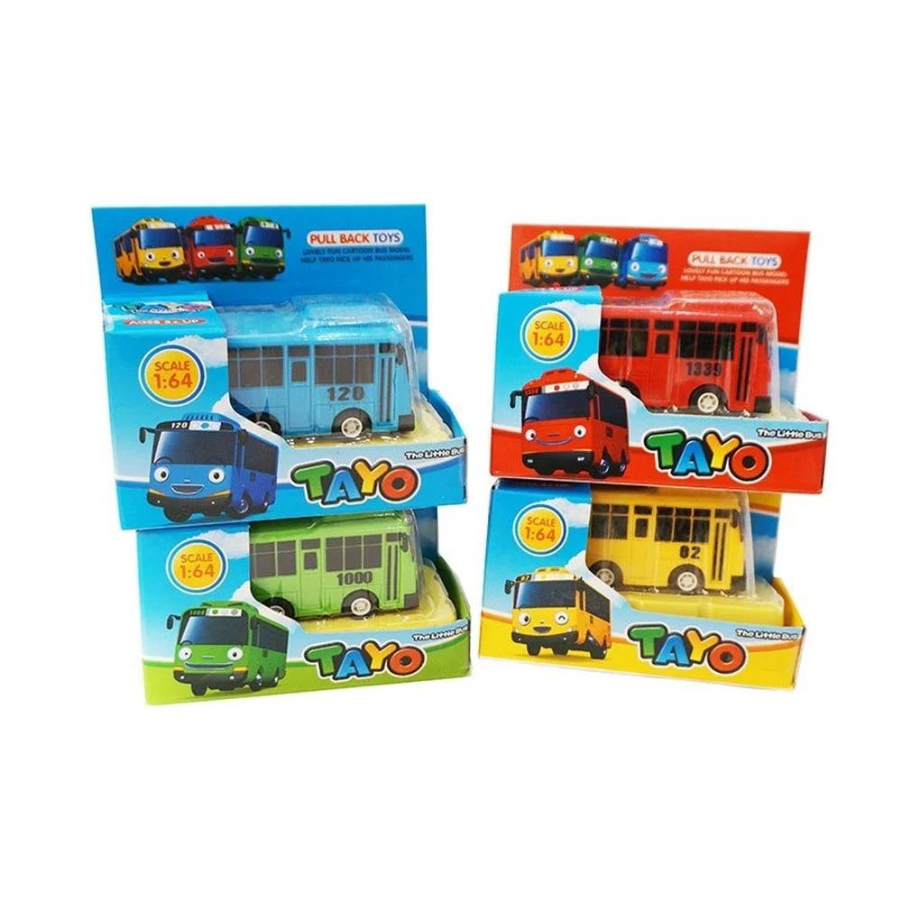 1/64 Cartoon TAYO Bus Kinderspielzeug Mini Pull Back Auto Koreanisches Anime Modell Bus Spielzeug Spielfahrzeuge Lernspielzeug für Kinder Jungen Geschenke