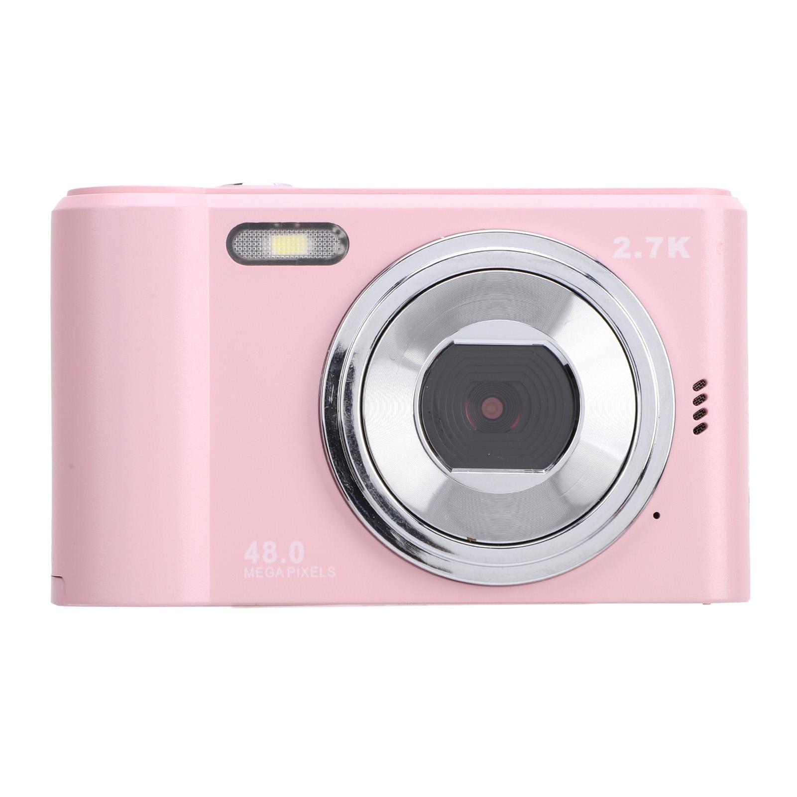 Digitalkamera, 2,4-Zoll-IPS-Bildschirm, 2,7 K, 48 MP, 8-facher Zoom, Autofokus, tragbare Digitalkamera für Kinder rosa