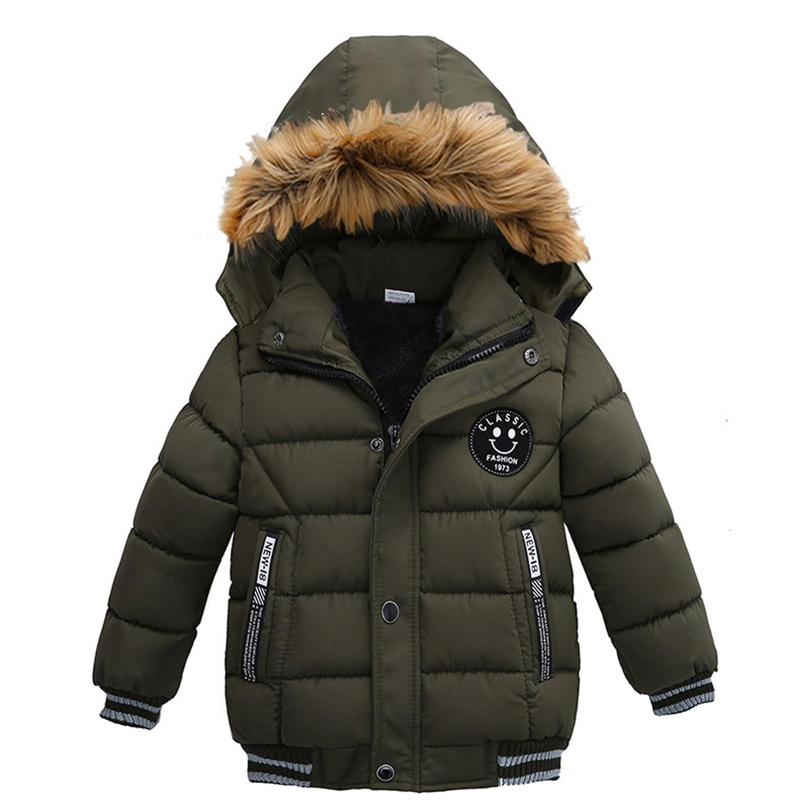 Mantel Kinder Winterjacke Mantel Jungen Jacke Warme Kapuze Kinderkleidung 110 khaki