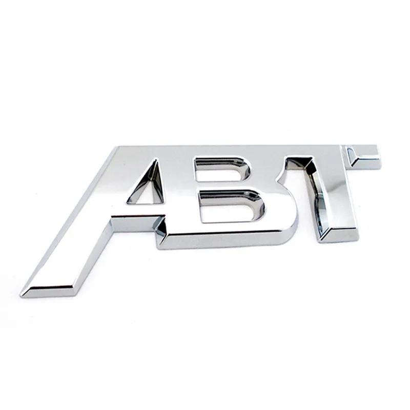 3D Metall ABT Logo Frontgrill Seitenkotflügel Abzeichen Kofferraum Emblem Autoaufkleber für Golf Passat Jetta Touareg Tiguan Polo A3 A4 A5 A6 Q3 Q5 Q7 TT 8.2cm x 3.2cm Badge Sicker silber
