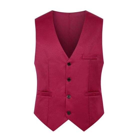 Einfache Einfarbige Männer Anzug Weste Slim Fit V-ausschnitt Ärmellose Einreiher Freizeit Party Bar Bankett Kleid Weste Arbeitskleidung XL wein rot