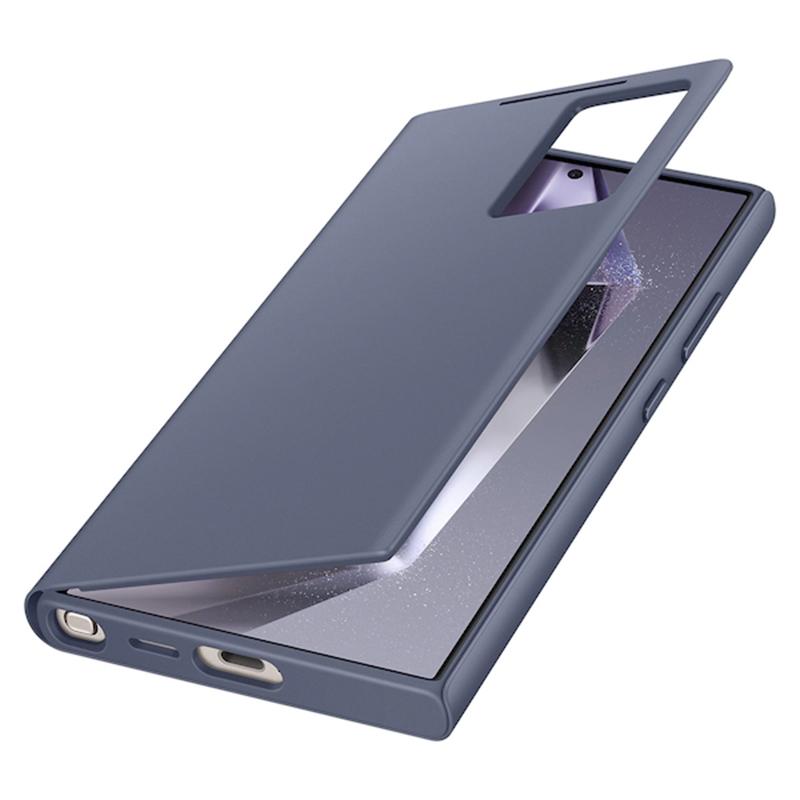 Smart View Wallet Flip Case Für Samsung Galaxy S24 Ultra SM-S928B Smart View Handyhülle Abdeckung Violett