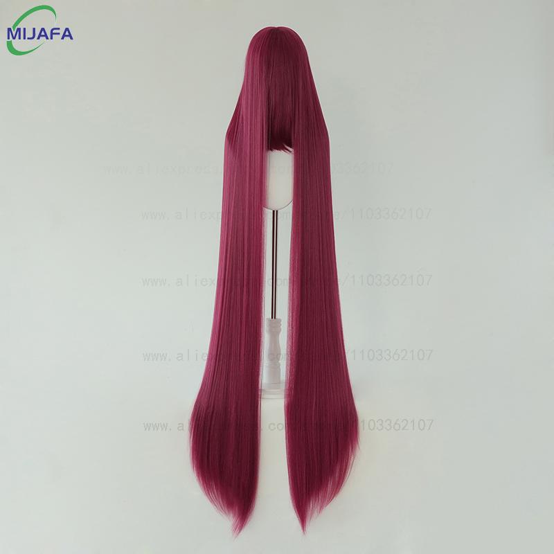 700g Hohe Qualität 59 150cm Lang Gerade Cosplay Perücke Mit Pony Blond Braun Rot Grün Blau Hitzebeständige Haarfarben Anime Perücken brown