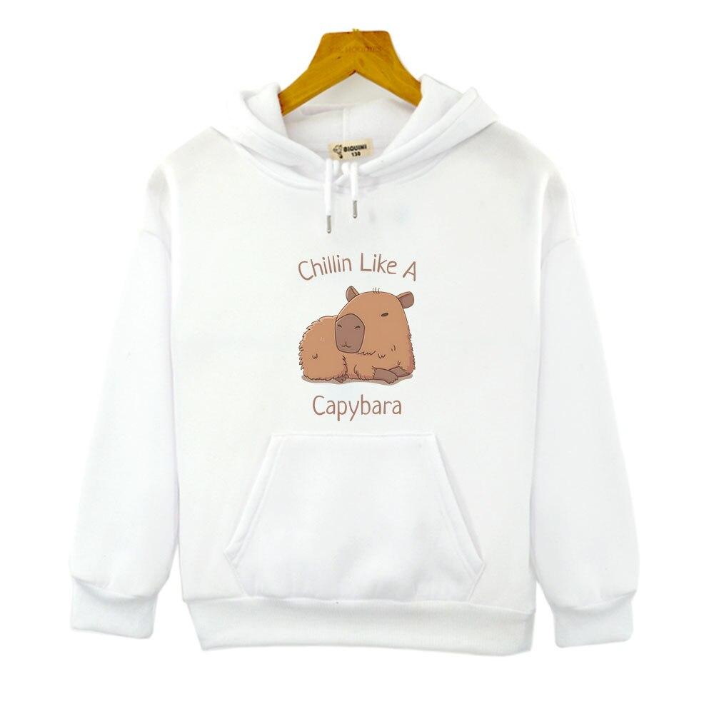 Capybara Hoodies Chilin Like A Sweatshirts Kinder Langarm Tops Kinder Pullover Mädchen Kleidung Y2k Kleidung Baby Jungen Kleidung 140 weiß