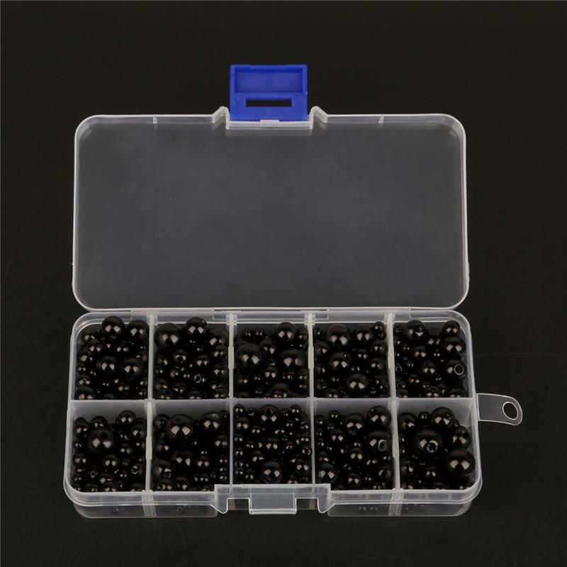 350 Stück AAA gemischte Größe 4–10 mm runde Perlen ABS-Perlen lose Perlen für die Schmuckherstellung schwarz