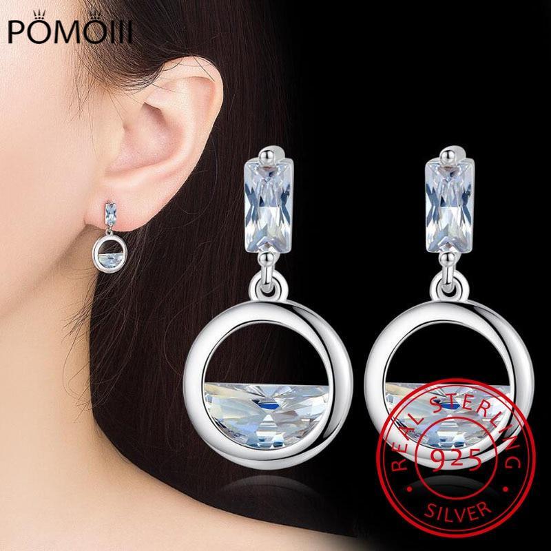 Geometrische Runde Ohrringe Zirkonia Wassertropfenförmige 925 Sterling Silber Ohrringe Für Frauen Ohrringe S-E864