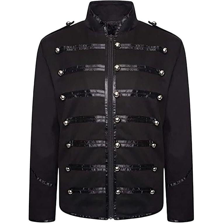 Steampunk Herren Gothic Kleidung Militärjacken Mittelalterliche Vintage Jacke Stehkragen Rock Gehrock Herren Retro Punk Mantel XXL schwarz